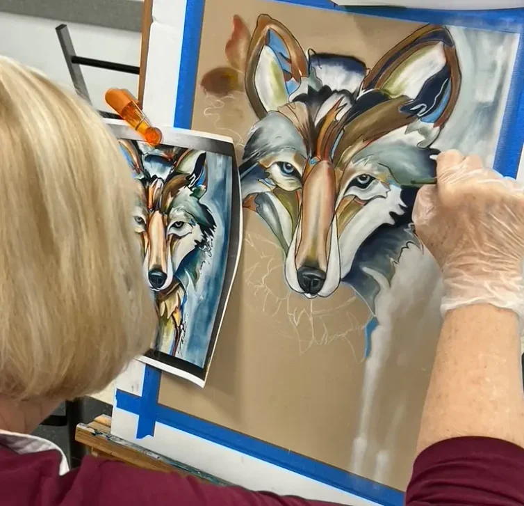 7. Alice_painting_wolf_soft_pastels